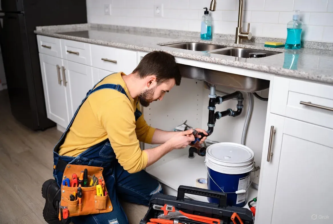 Expert plumber cleaning drains